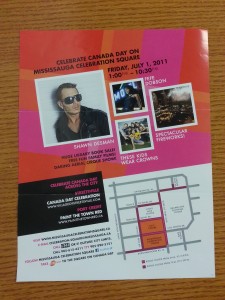 A poster for a concert in 2011 including Shawn Desman Courtesy of the Canadiana Room, Mississauga Central Library 