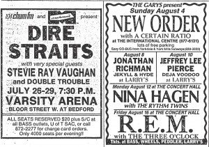 Advertisement for Concerts from The Toronto Star, from July 1985.