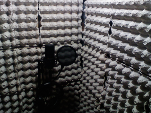 Home studio that uses egg cartons to reduce noise...not that you'd need to go that far.